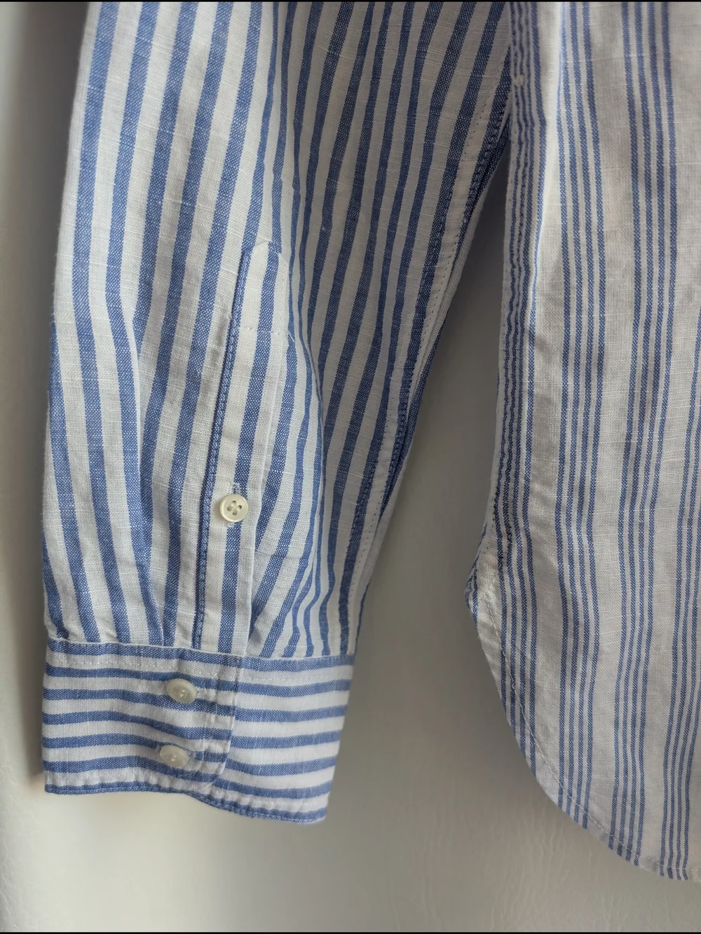 J. Crew Linen Blend Light Blue and White Striped Button-Down Shirt - 10